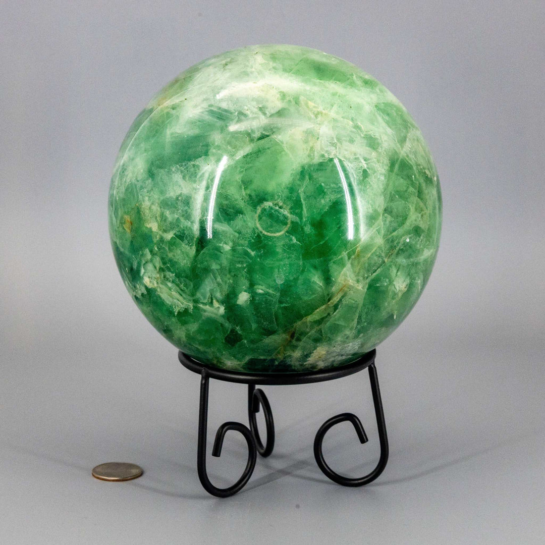 Huge Green Fluorite "Canon Ball" Sphere w/t Stand 153mm