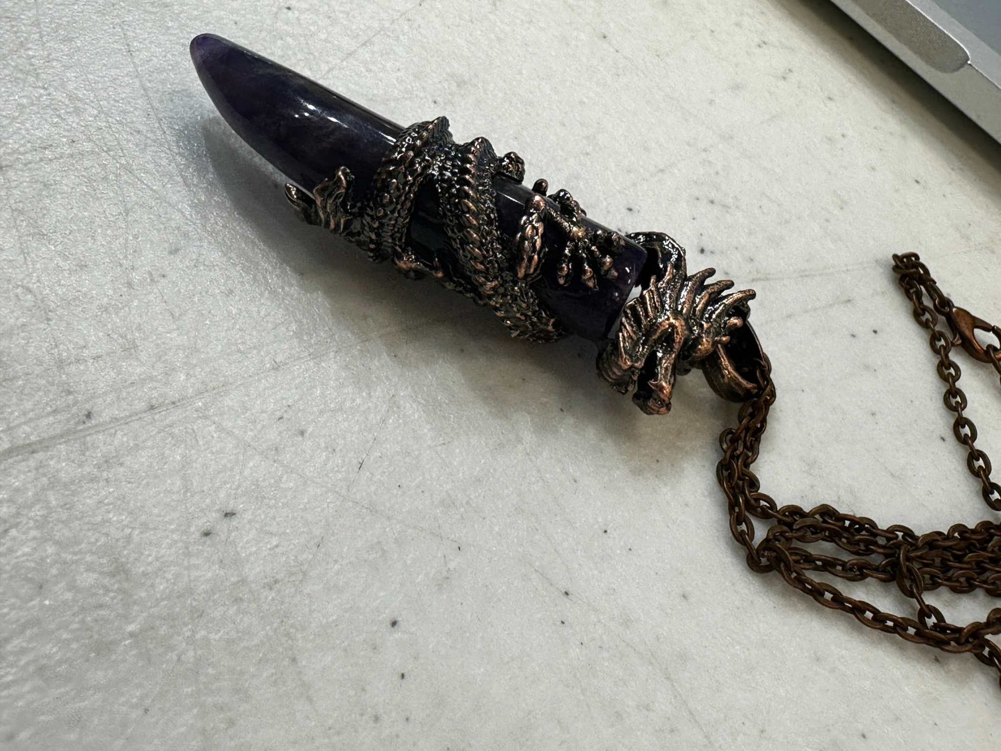 Amethyst Dragon Tooth Necklace, Chains and Necklaces, Necklaces