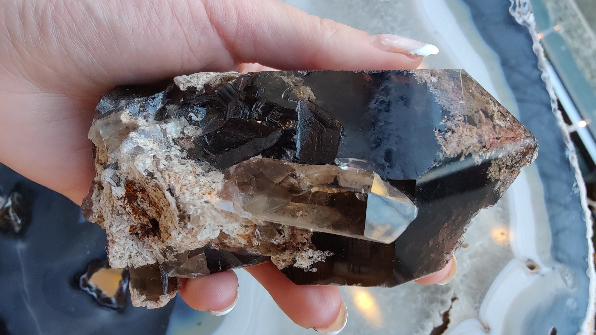 Lodalite Included Smoky Quartz Point from Brazil