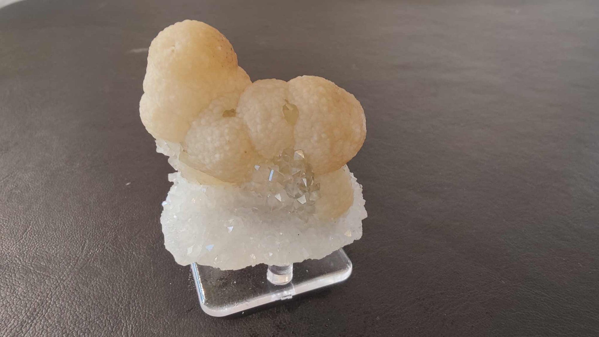 Fluorite Ball on Quartz Matrix from India