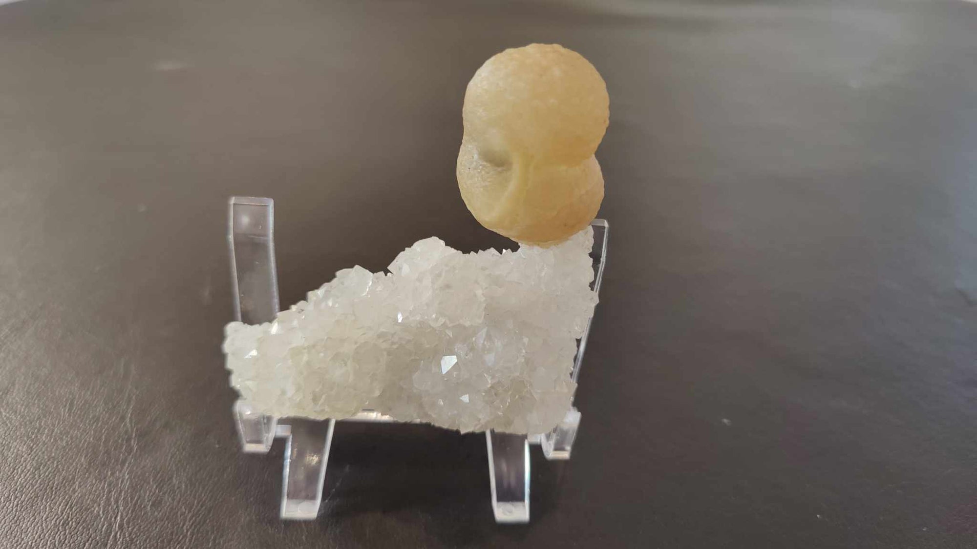 Fluorite Ball on Quartz Matrix from India