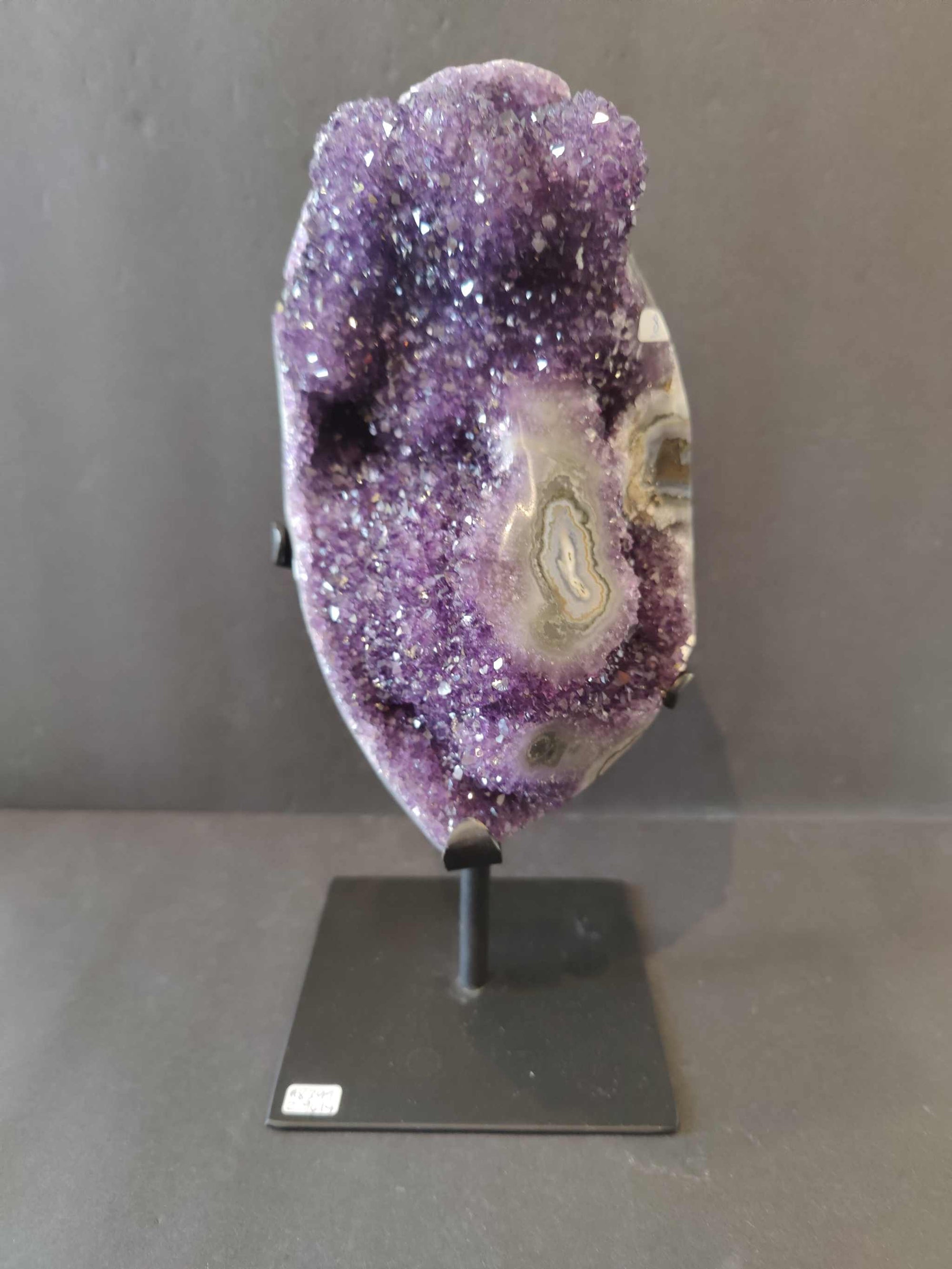 Amethyst Geode Sculpture with Wrought Iron Stand