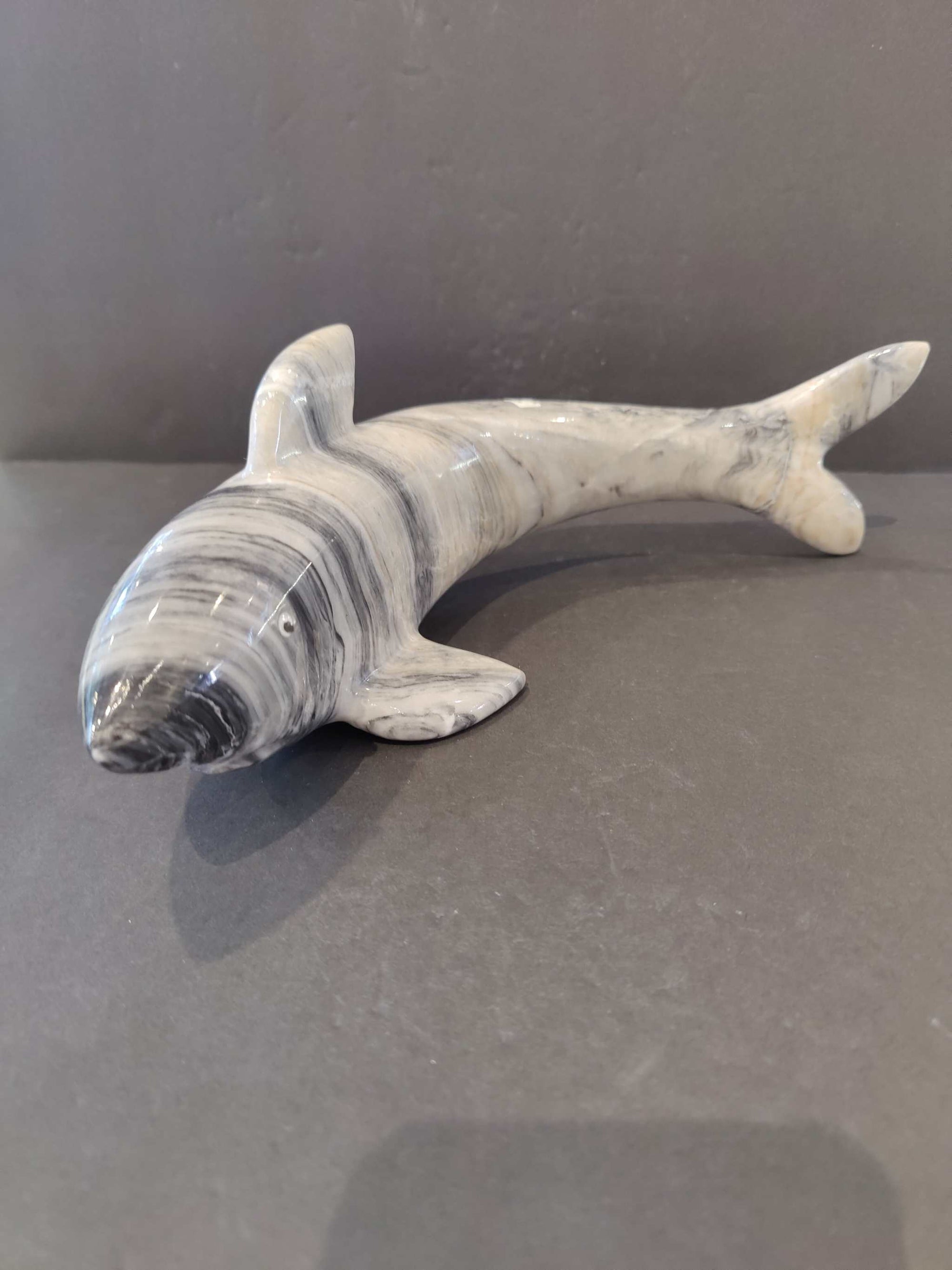 Onyx Shark Carving Sculpture 30cm