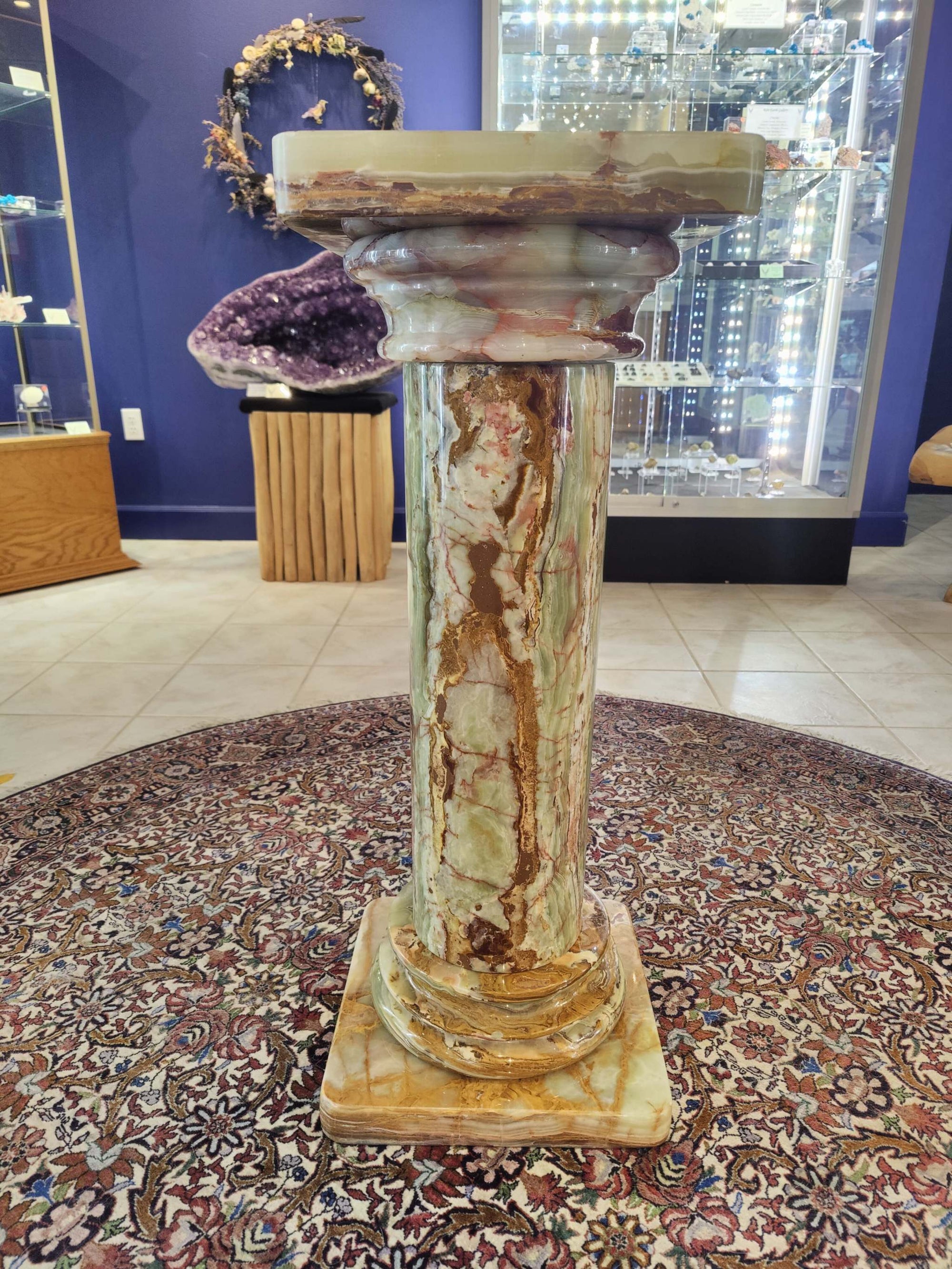 Green Onyx Decorative Pillar Column 36"