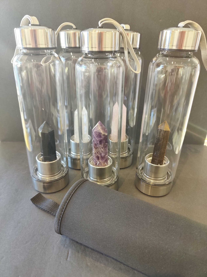 Crystal Infused Stainless Steel &amp; Glass 16oz Water Bottle with Insulation Sleeve