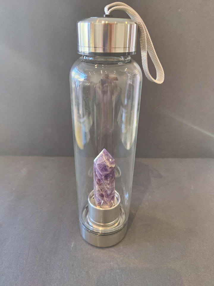 Crystal Infused Stainless Steel &amp; Glass 16oz Water Bottle with Insulation Sleeve