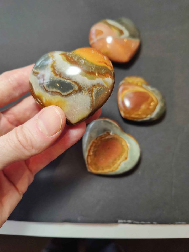 Polychrome Jasper Carved &amp; Polished Heart