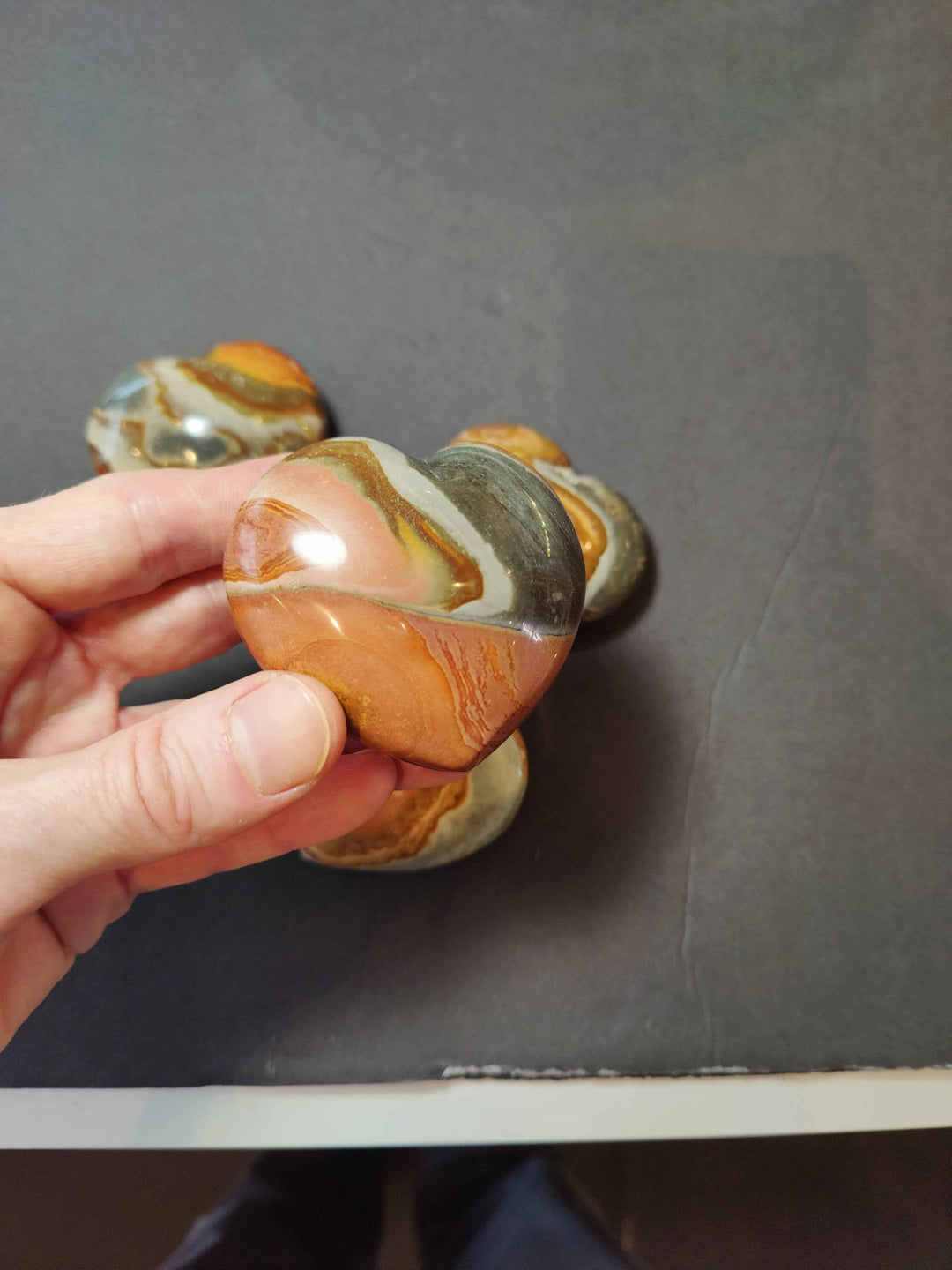 Polychrome Jasper Carved &amp; Polished Heart