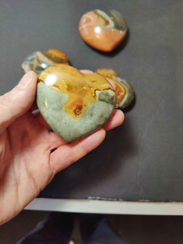 Polychrome Jasper Carved &amp; Polished Heart