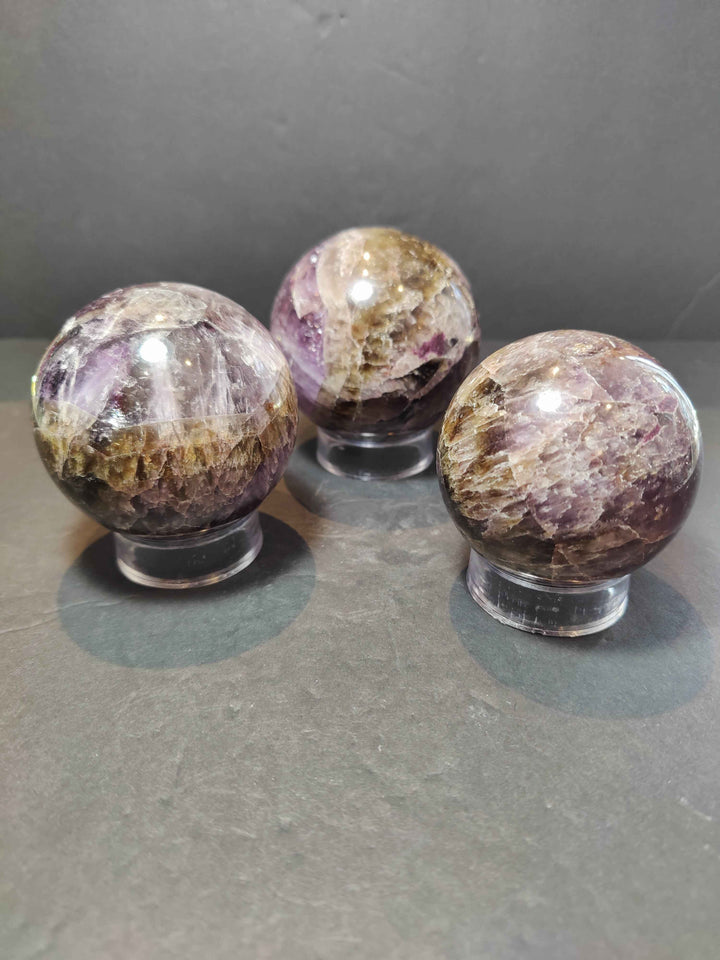 Cacoxenite Amethyst Polished Sphere Sculpture