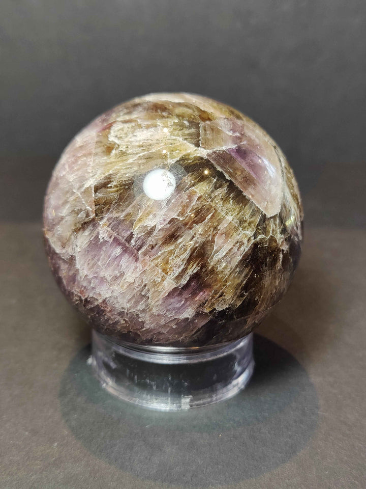 Cacoxenite Amethyst Polished Sphere Sculpture