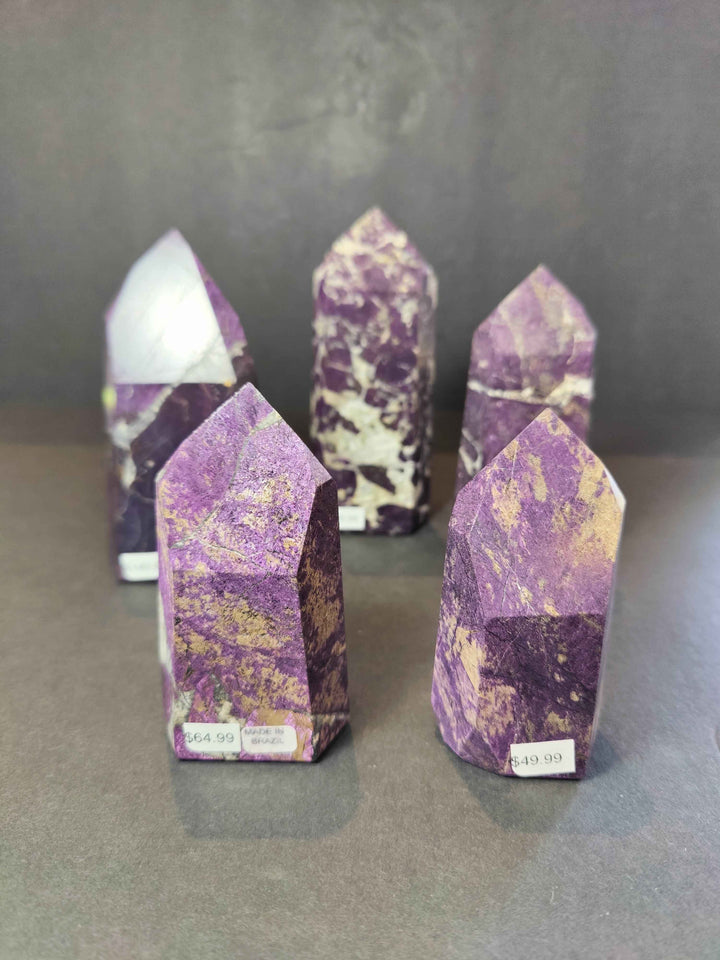 Purpurite Polished Obelisk Tower Sculpture