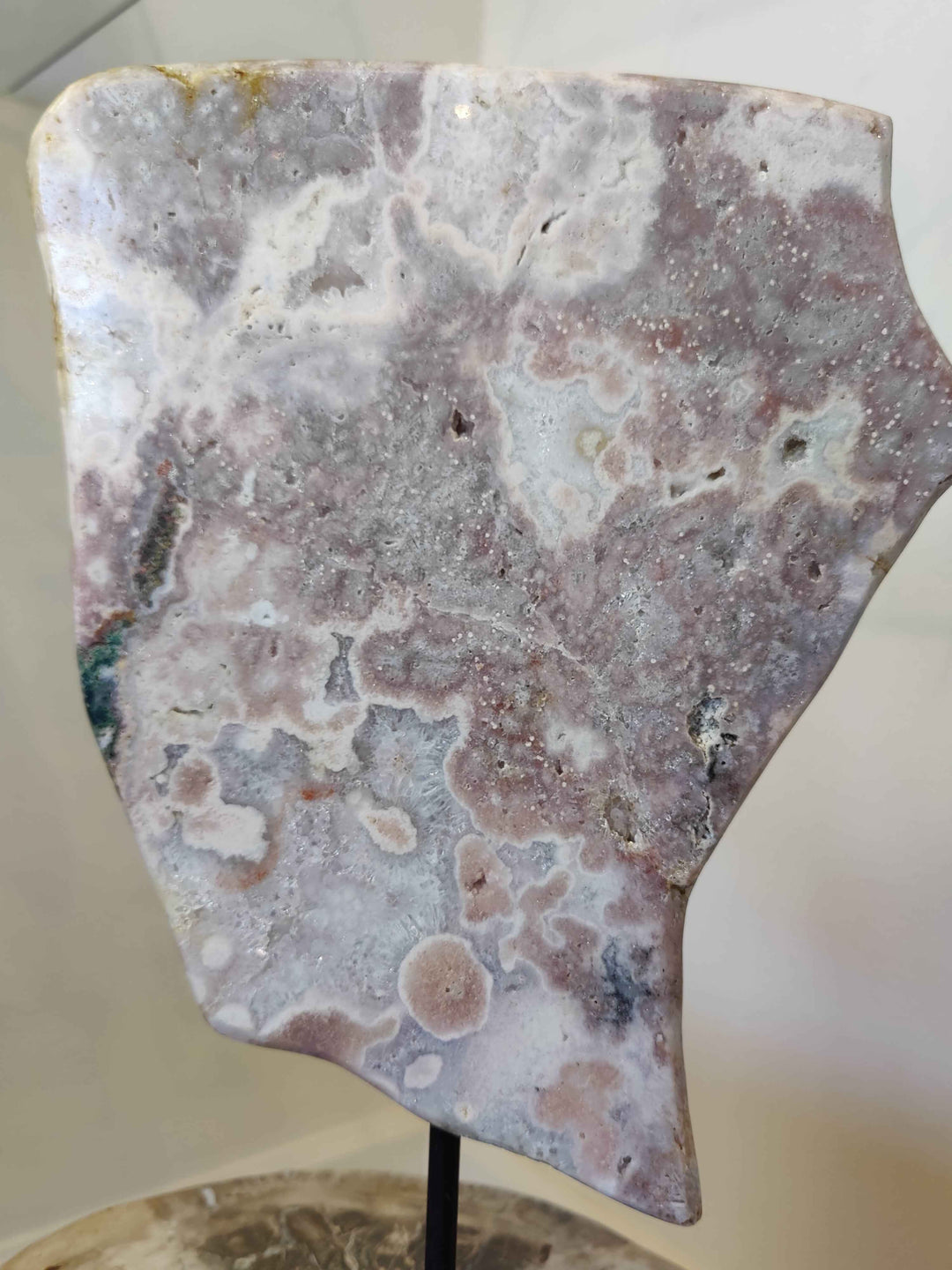 Pink Amethyst Polished Slab Sculpture on Metal Display Stand 3.16kg