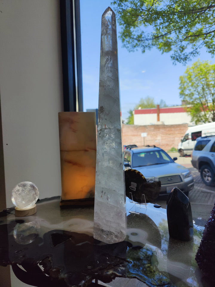 Clear Quartz Polished Obelisk Sculpture 3.35kg 20.5"