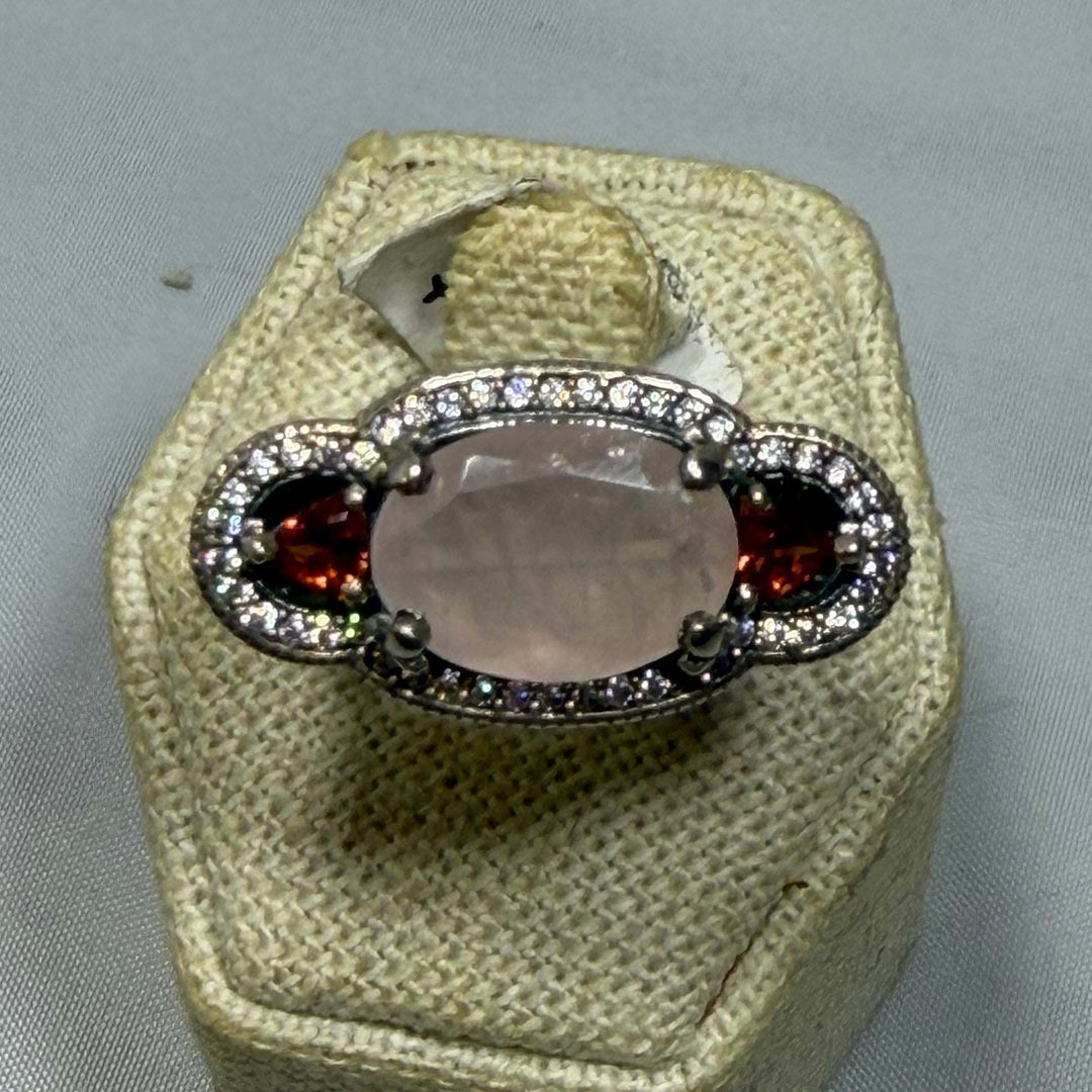 Rose Quartz &amp; Pink Tourmaline Ring Size 7 (08.3074)