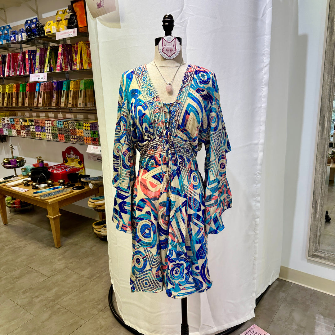 Short Sari Dress with Long Flowing Sleeves