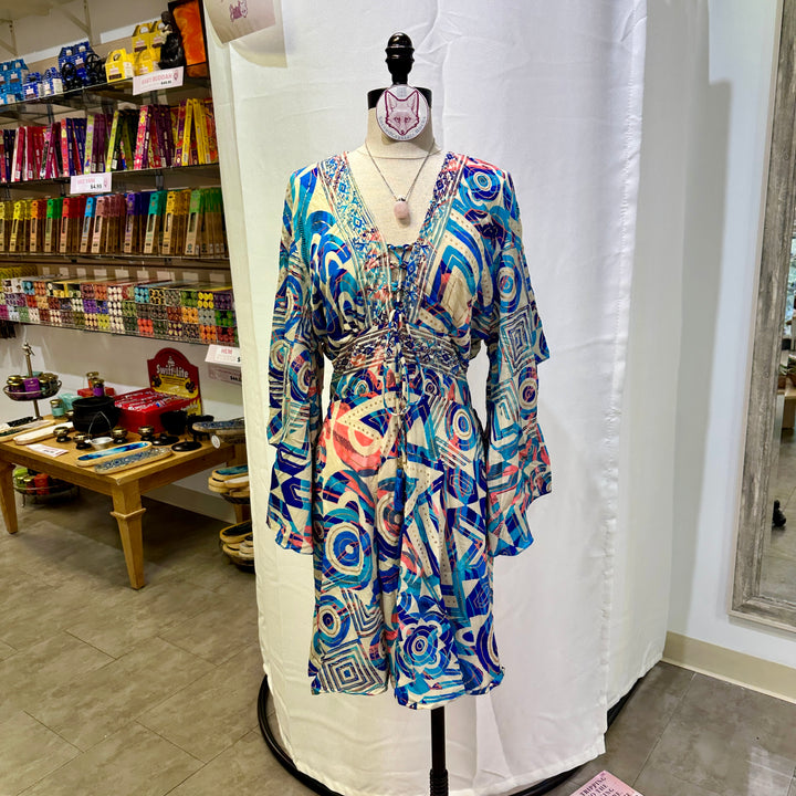 Short Sari Dress with Long Flowing Sleeves