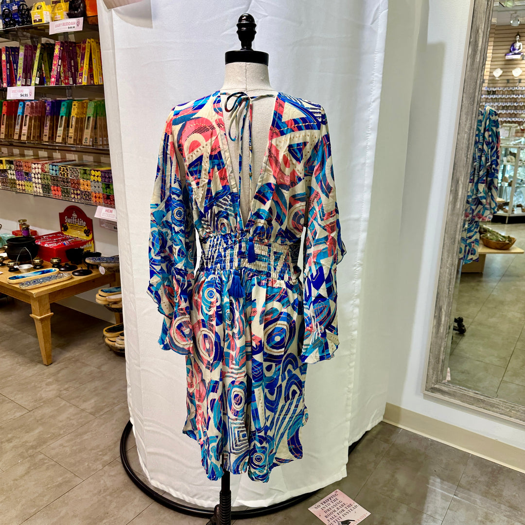 Short Sari Dress with Long Flowing Sleeves