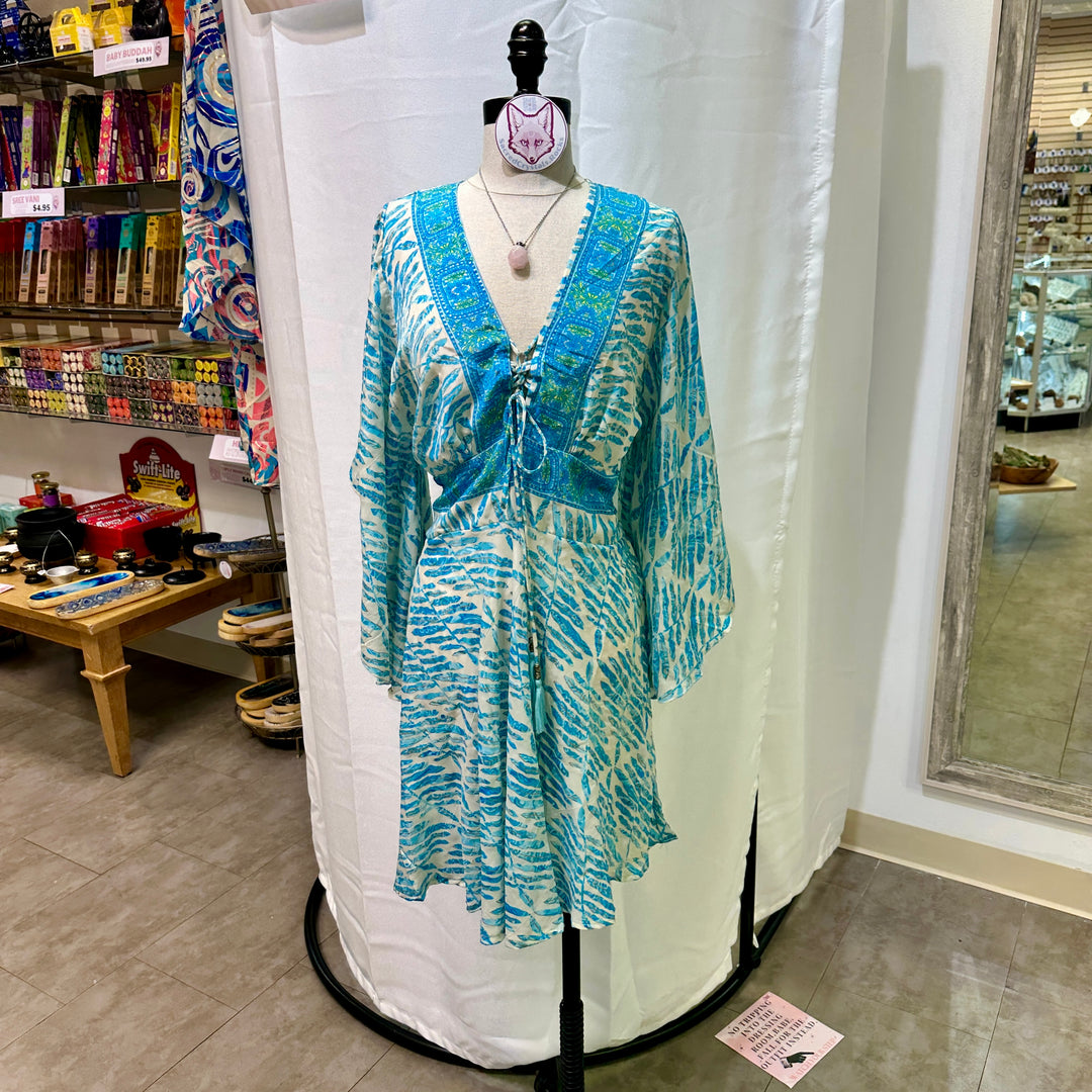 Short Sari Dress with Long Flowing Sleeves
