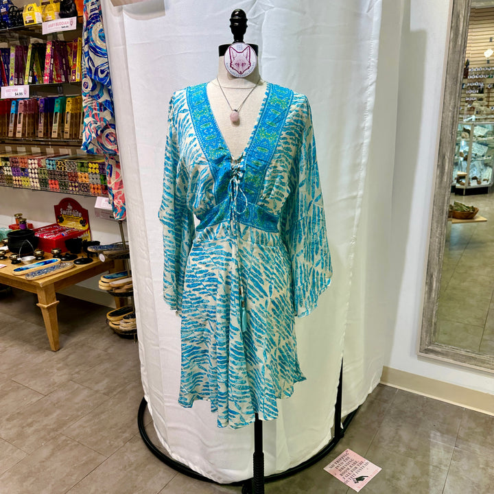 Short Sari Dress with Long Flowing Sleeves