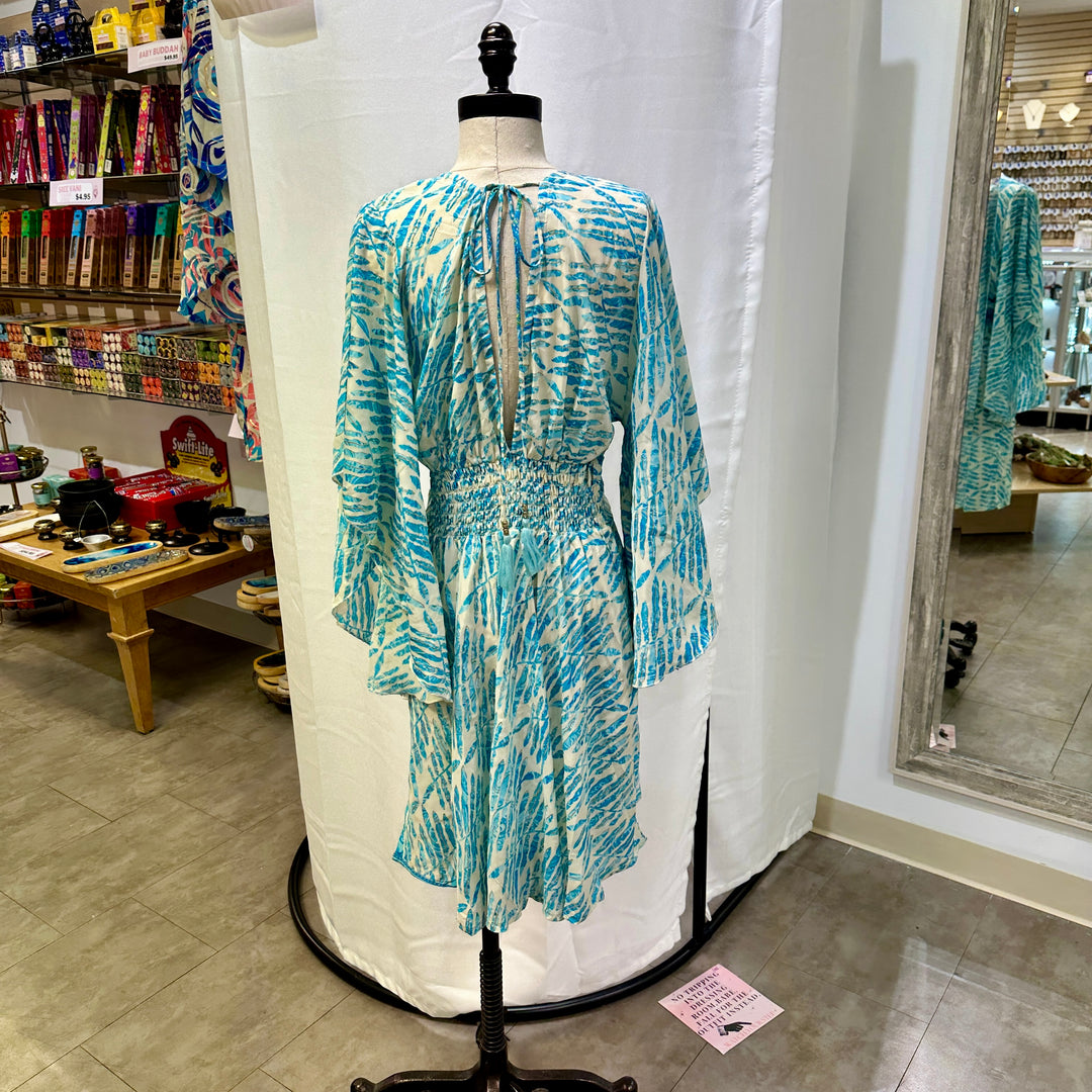 Short Sari Dress with Long Flowing Sleeves
