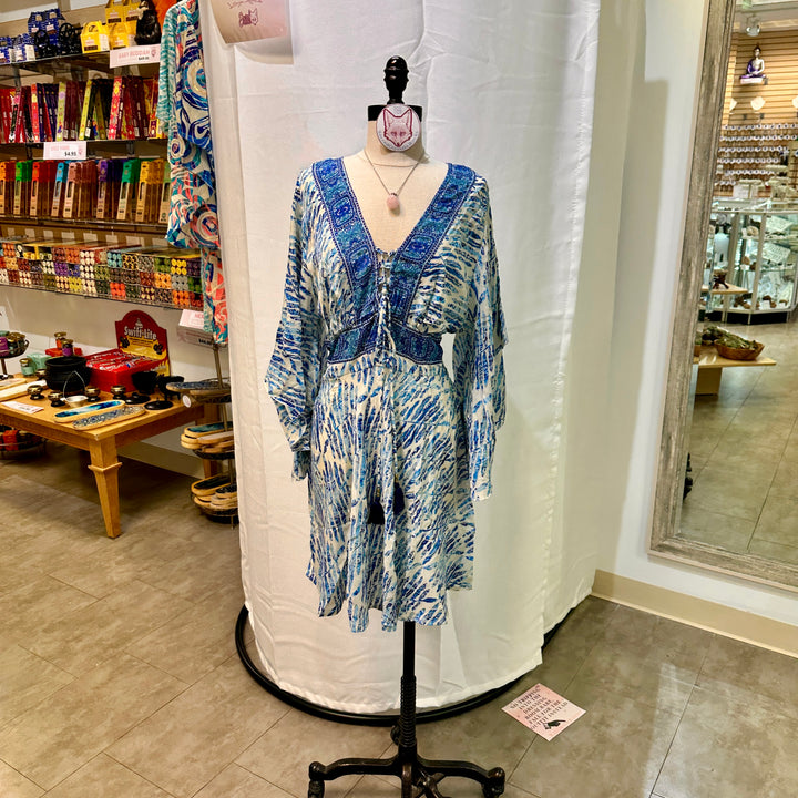 Short Sari Dress with Long Flowing Sleeves