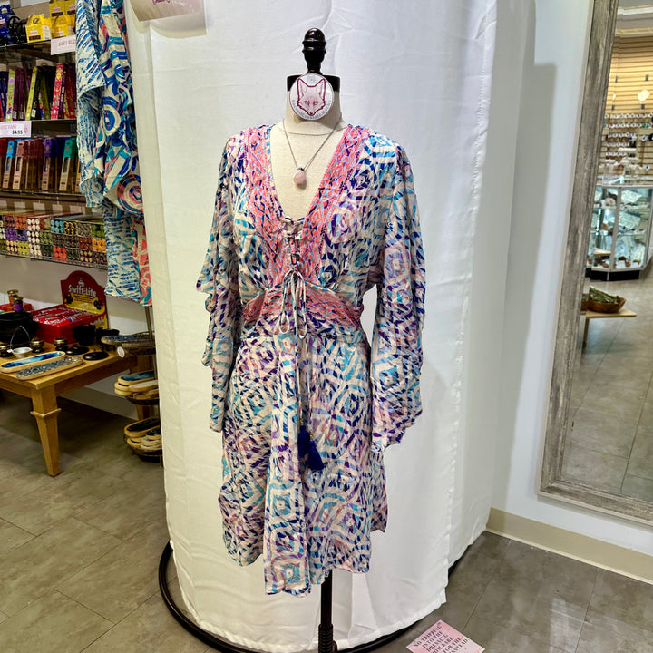 Short Sari Dress with Long Flowing Sleeves