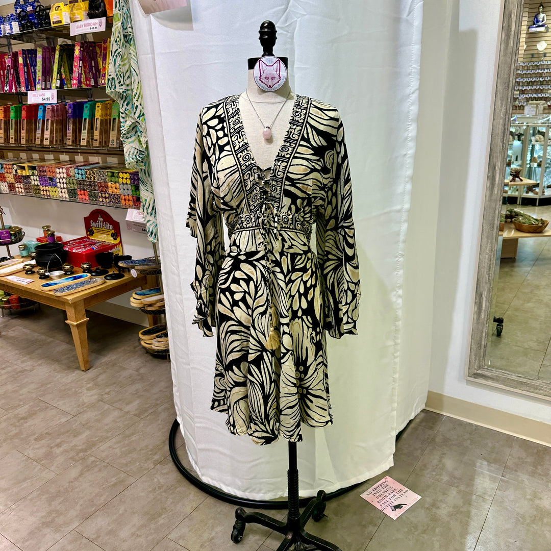 Short Sari Dress with Long Flowing Sleeves