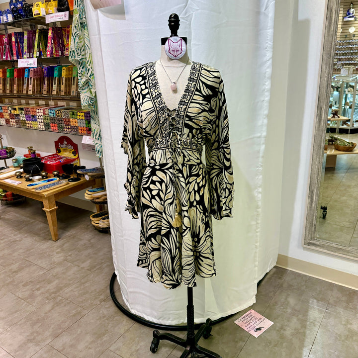 Short Sari Dress with Long Flowing Sleeves