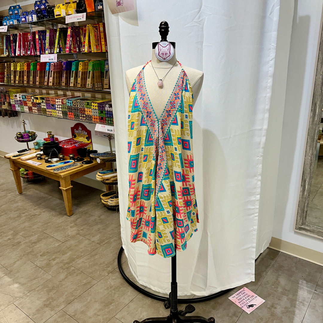 Short Sari Dress with V Neck