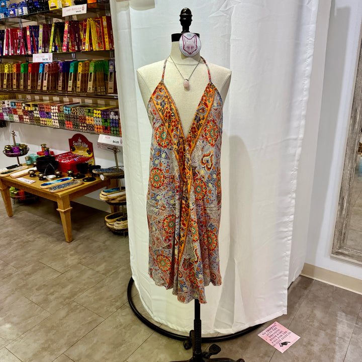 Short Sari Dress with V Neck