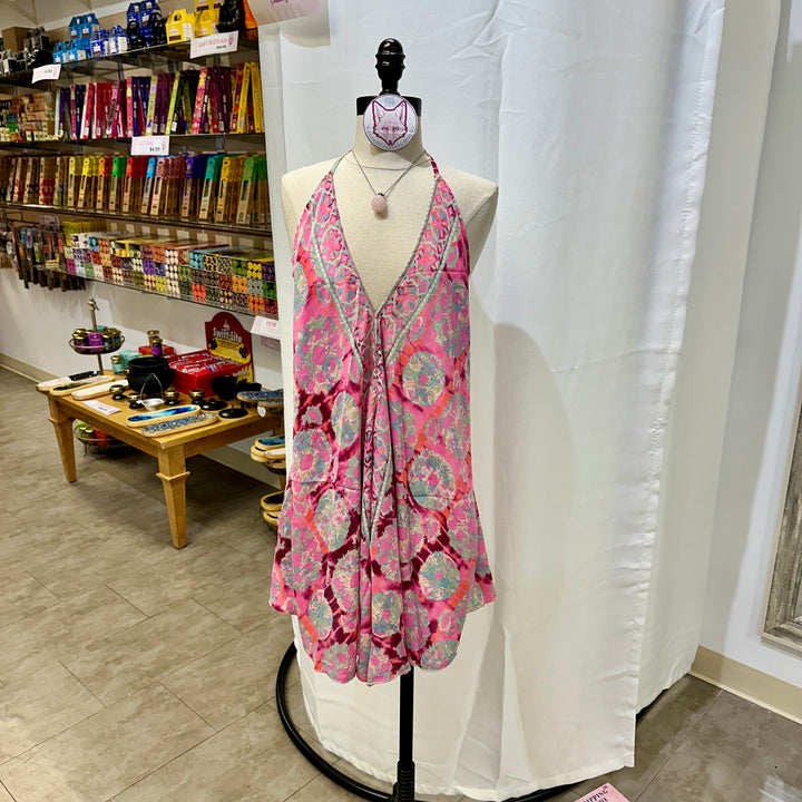 Short Sari Dress with V Neck