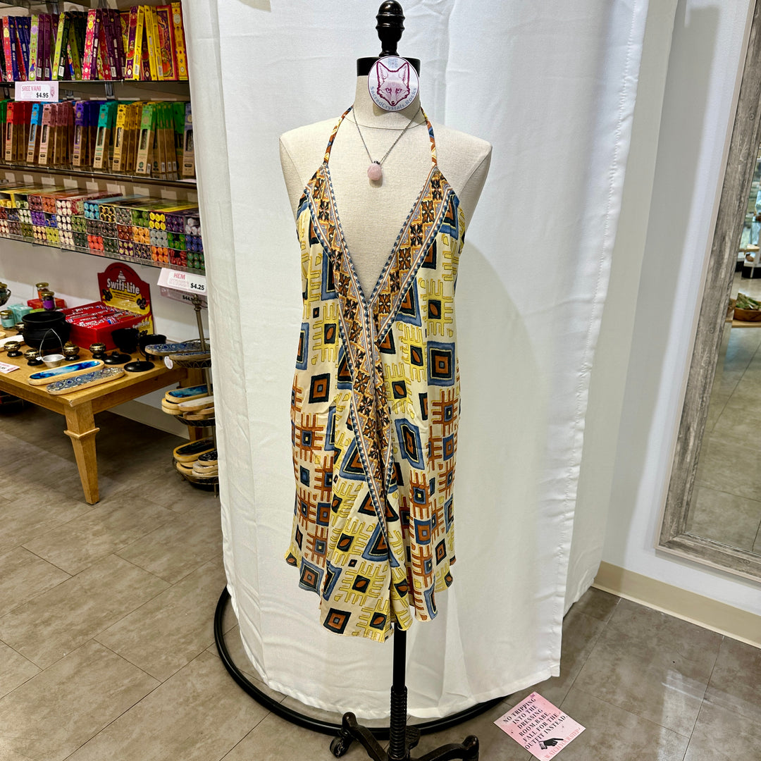 Short Sari Dress with V Neck