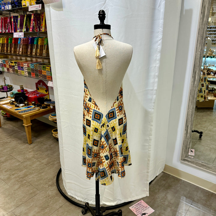 Short Sari Dress with V Neck