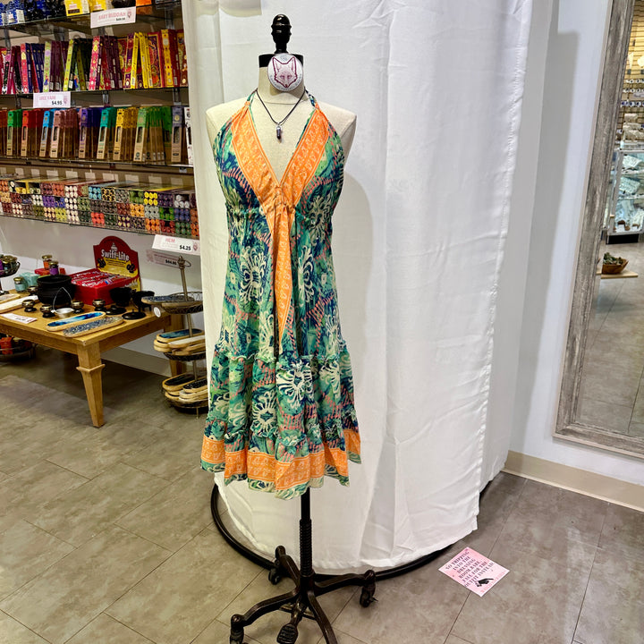 Mid Length Sari Halter Dress - Sultry Summer