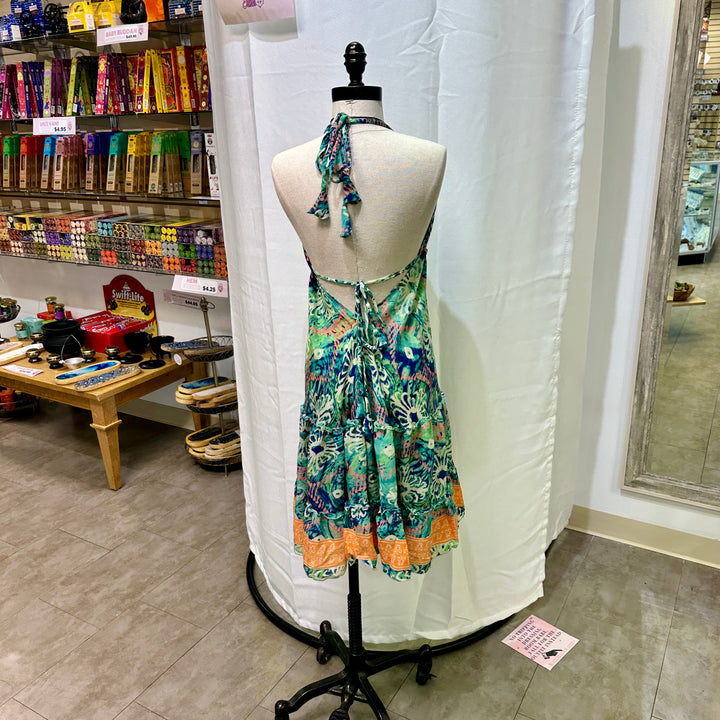 Mid Length Sari Halter Dress - Sultry Summer