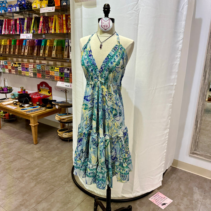 Mid Length Sari Halter Dress - Sultry Summer
