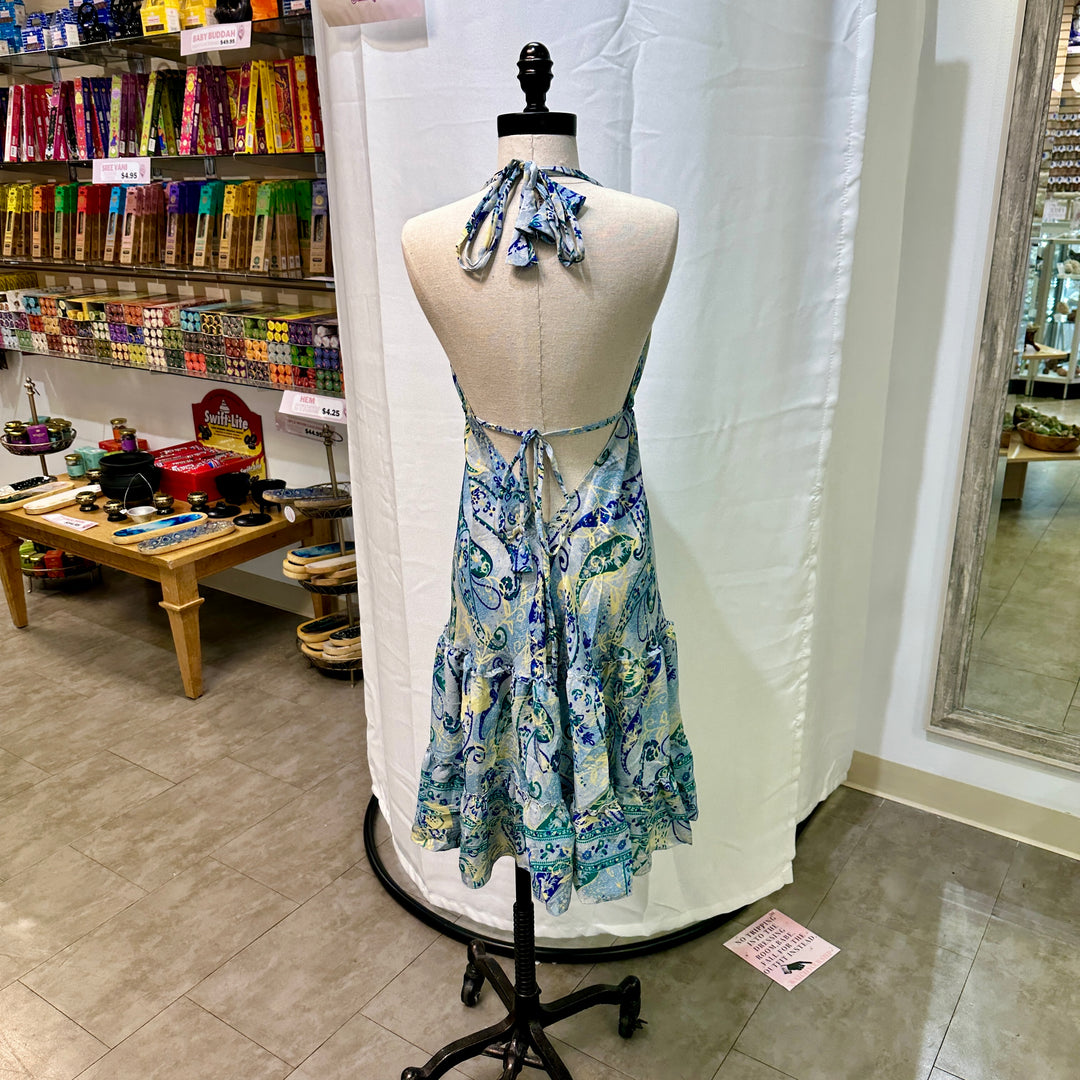 Mid Length Sari Halter Dress - Sultry Summer