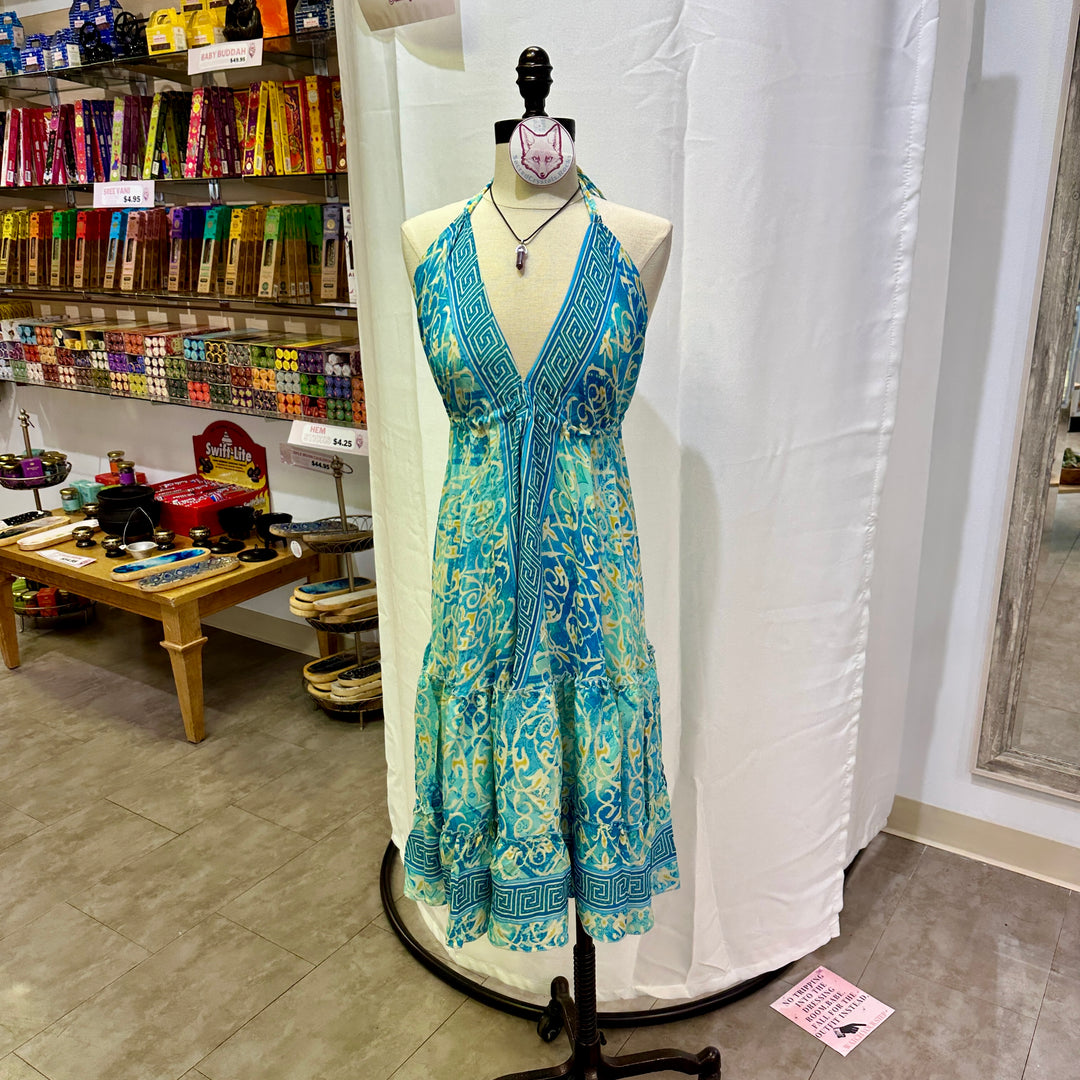 Mid Length Sari Halter Dress - Sultry Summer