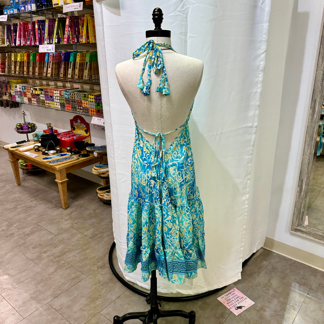Mid Length Sari Halter Dress - Sultry Summer