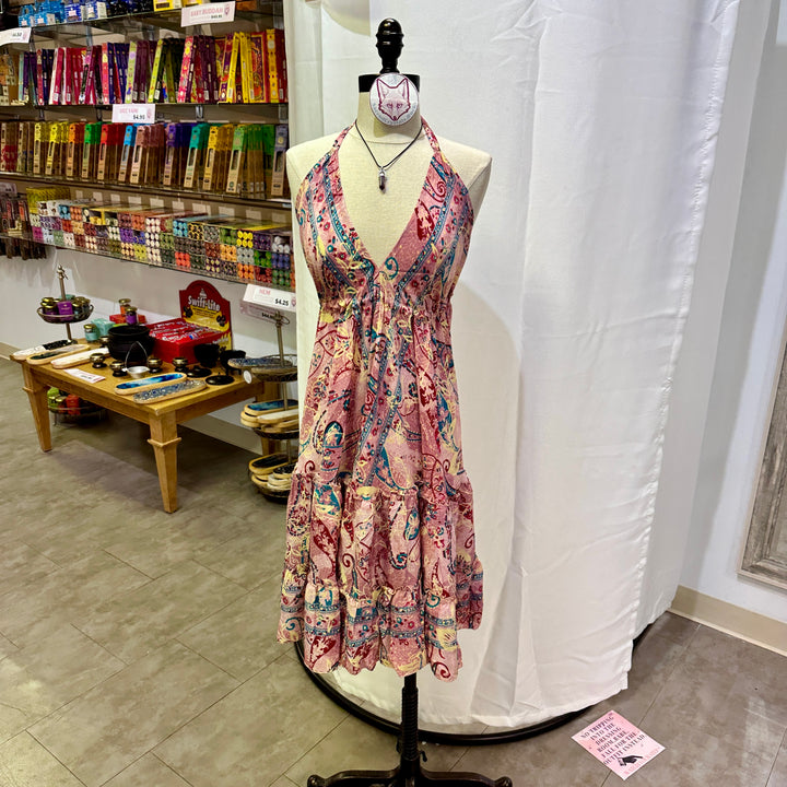 Mid Length Sari Halter Dress - Sultry Summer