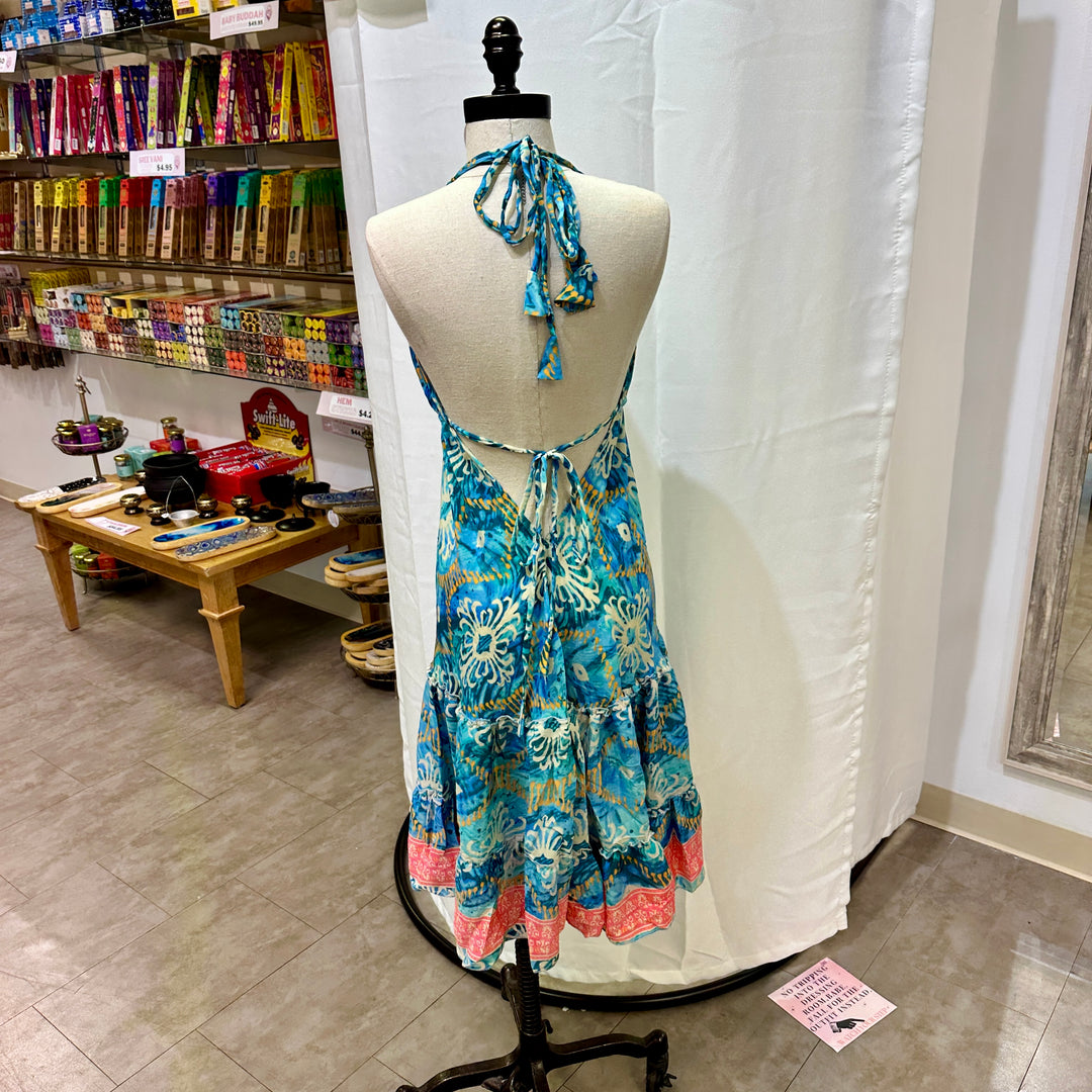 Mid Length Sari Halter Dress - Sultry Summer