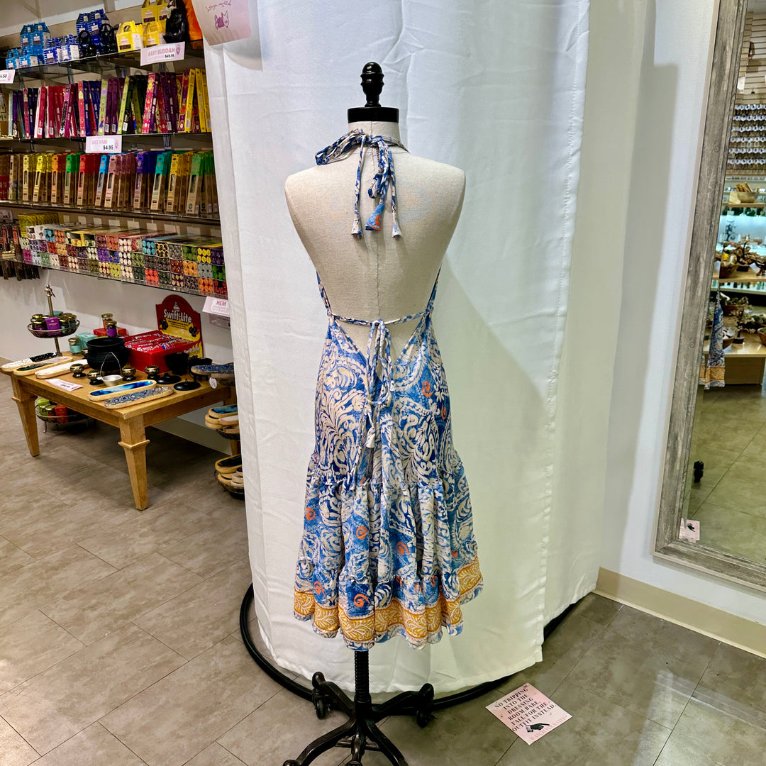 Mid Length Sari Halter Dress - Sultry Summer