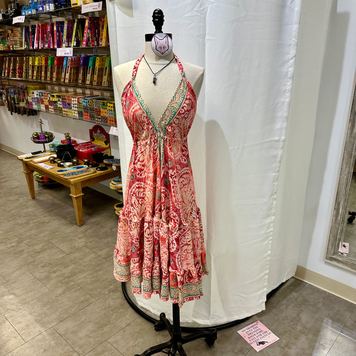 Mid Length Sari Halter Dress - Sultry Summer