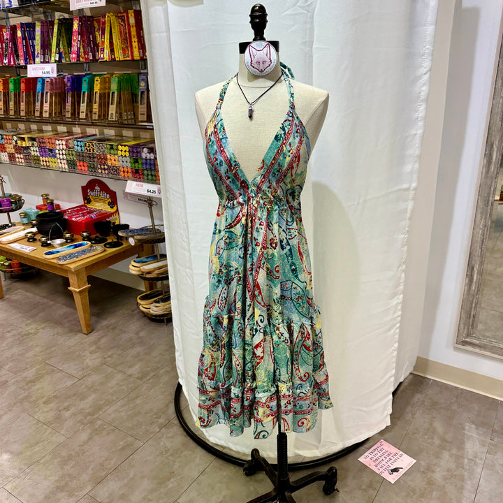 Mid Length Sari Halter Dress - Sultry Summer