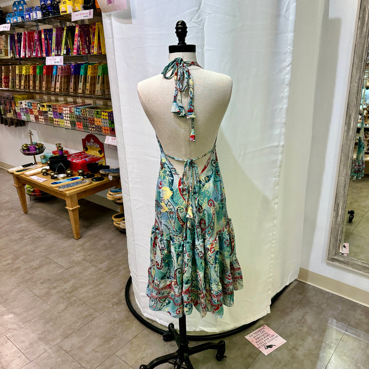 Mid Length Sari Halter Dress - Sultry Summer
