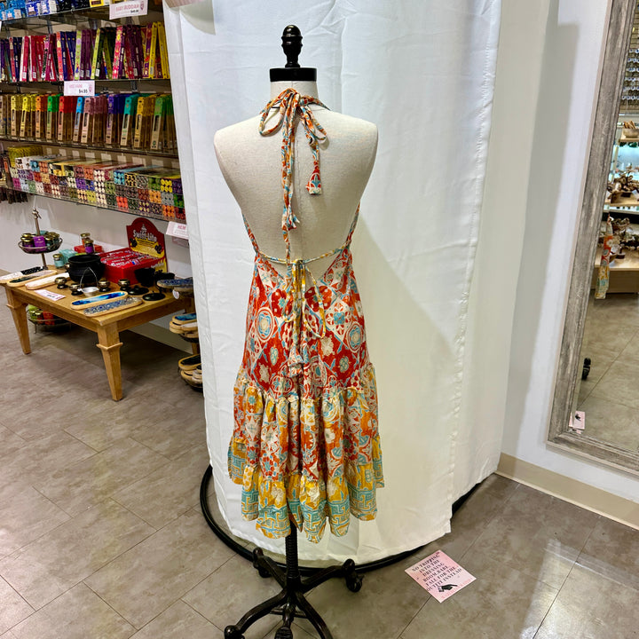 Mid Length Sari Halter Dress - Sultry Summer