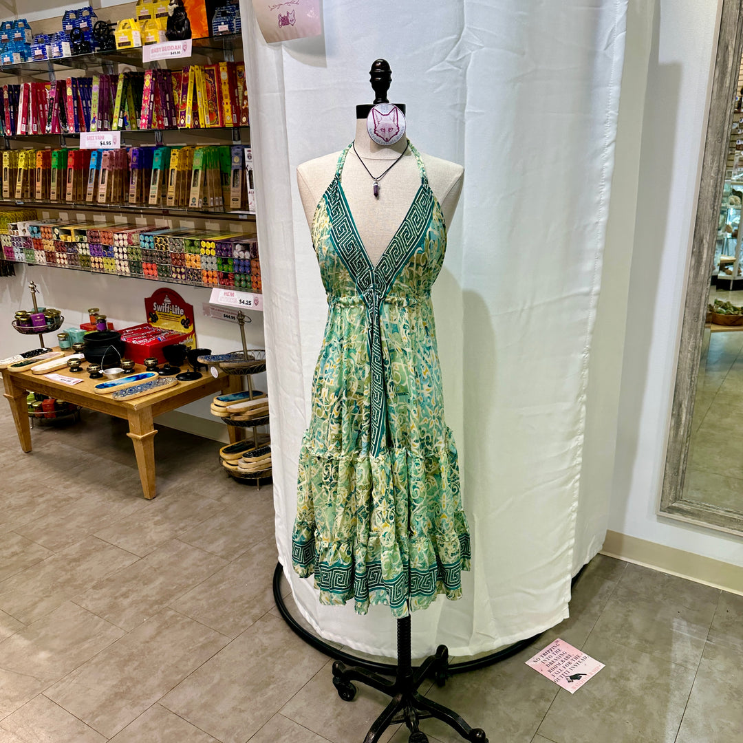Mid Length Sari Halter Dress - Sultry Summer