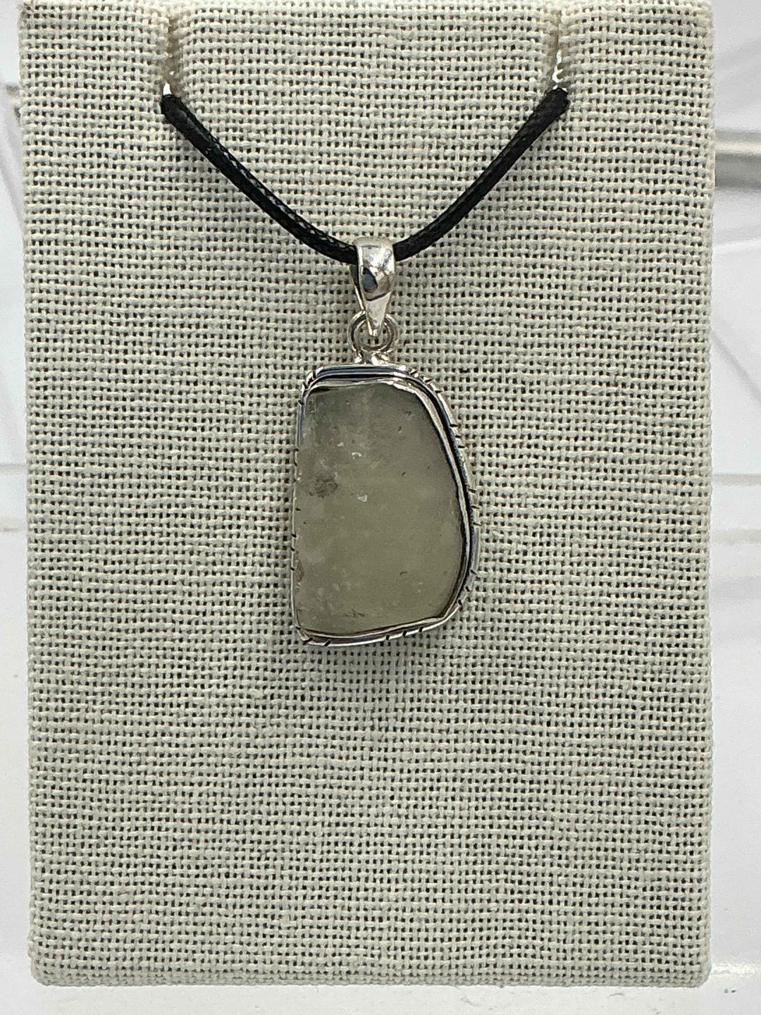 Sterling Silver Lined Bezel Libyan Desert Glass  Pendant