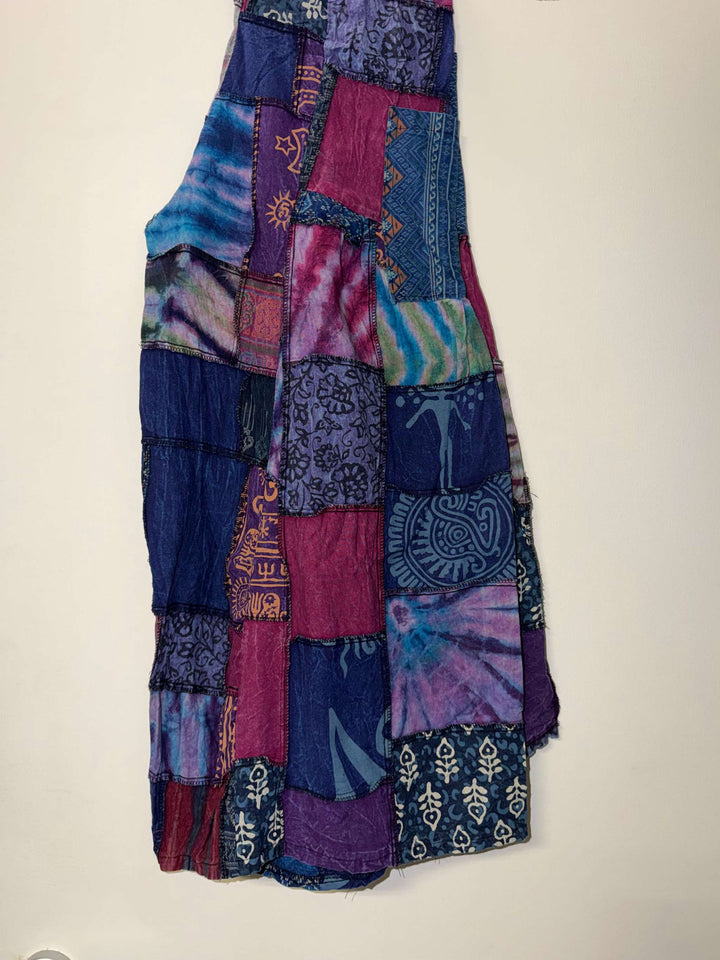 Cotton Patchwork Wide Leg Pants